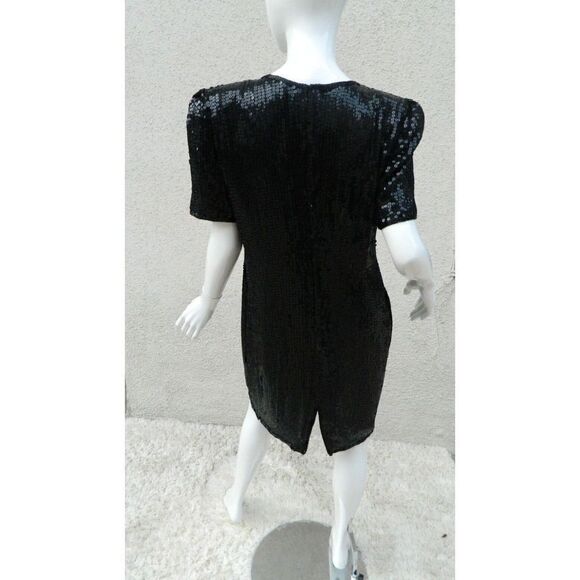 Patra Dress Vintage Size M/L Black Gold‎ Rope Sequin Beaded Cocktail Party - Picture 7 of 14